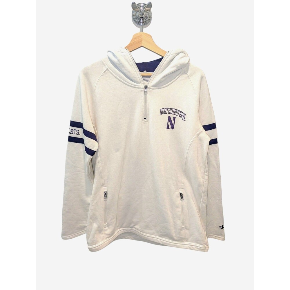 Champion Northwestern Wildcats Quarter Zip Hoodie L Purple White Big Ten NCAA